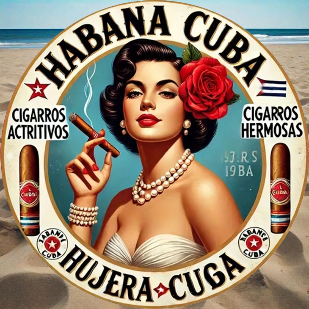 Men'S Accessories Vintage - Vintage Havana Style Cigar Girl Round
