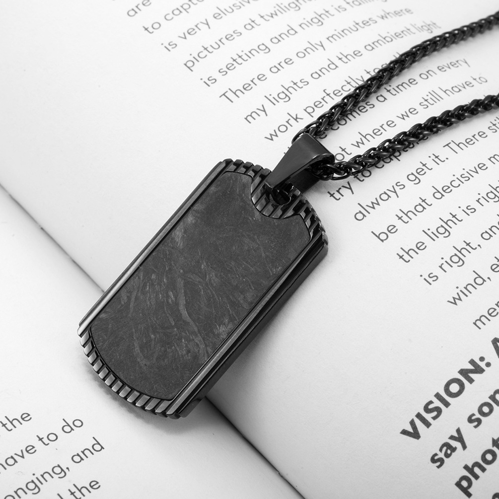 Men Accessories List - Carbon Fiber Pendant Stainless Steel Military