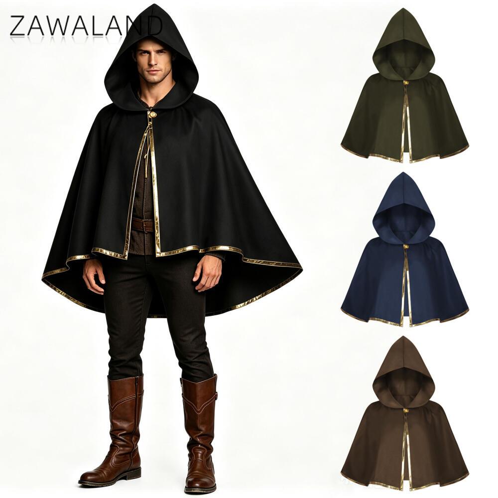 Medieval Hooded Cape Cloak wit - Men'S Accessories Vintage recension och pris