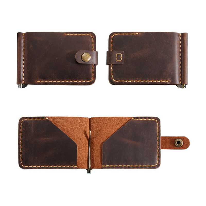 Crazy Horse Leather Money Clip - Card Case Minimalist recension och pris
