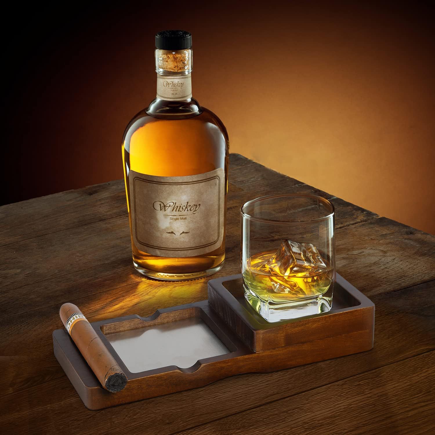 Solid Wood Cigar Ashtray Tray  - Cigar Cutter Set recension och pris