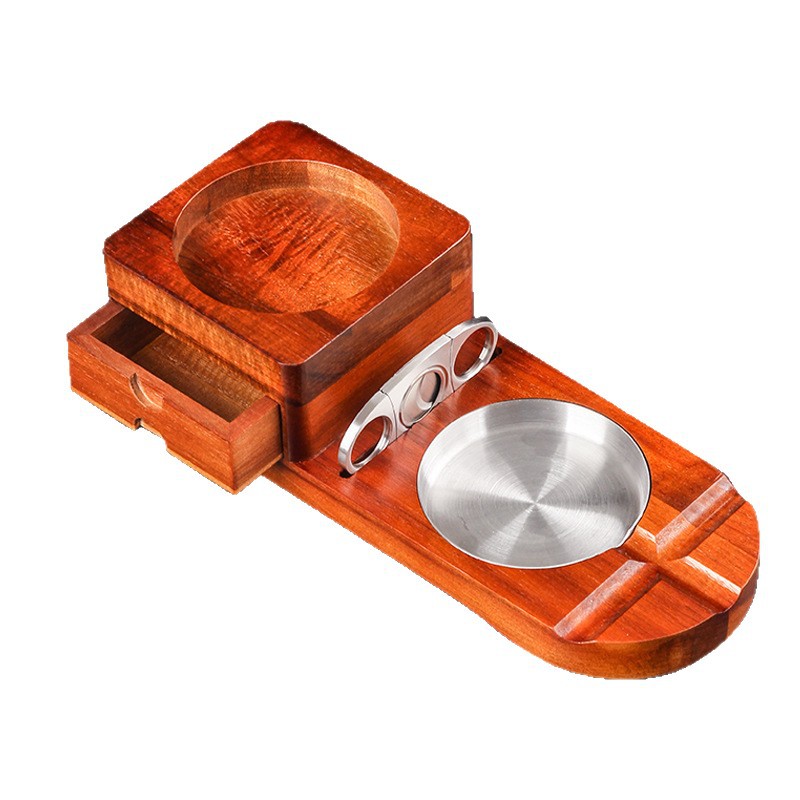 Solid Wood Cigar Ashtray Tray  - Cigar Cutter Set recension och pris