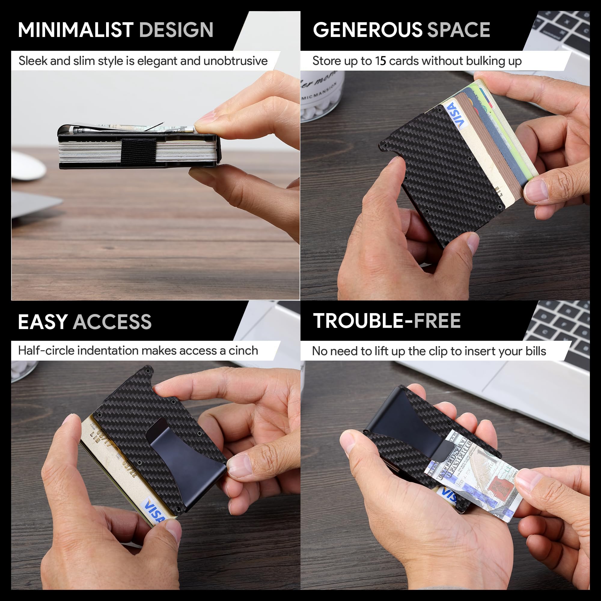 Carbon Fiber Wallet, Metal Mon - Card Case Minimalist recension och pris